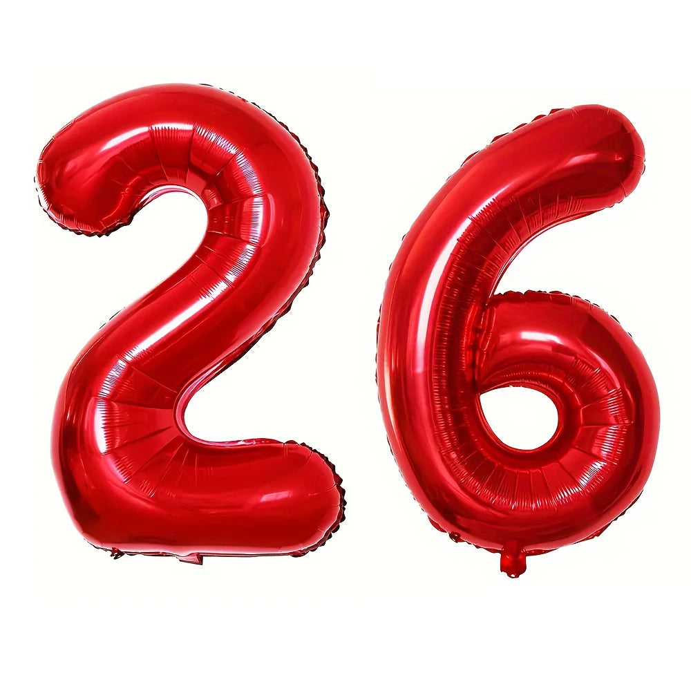 Large Red Number Foil Balloon for Birthday and Anniversary Decor
