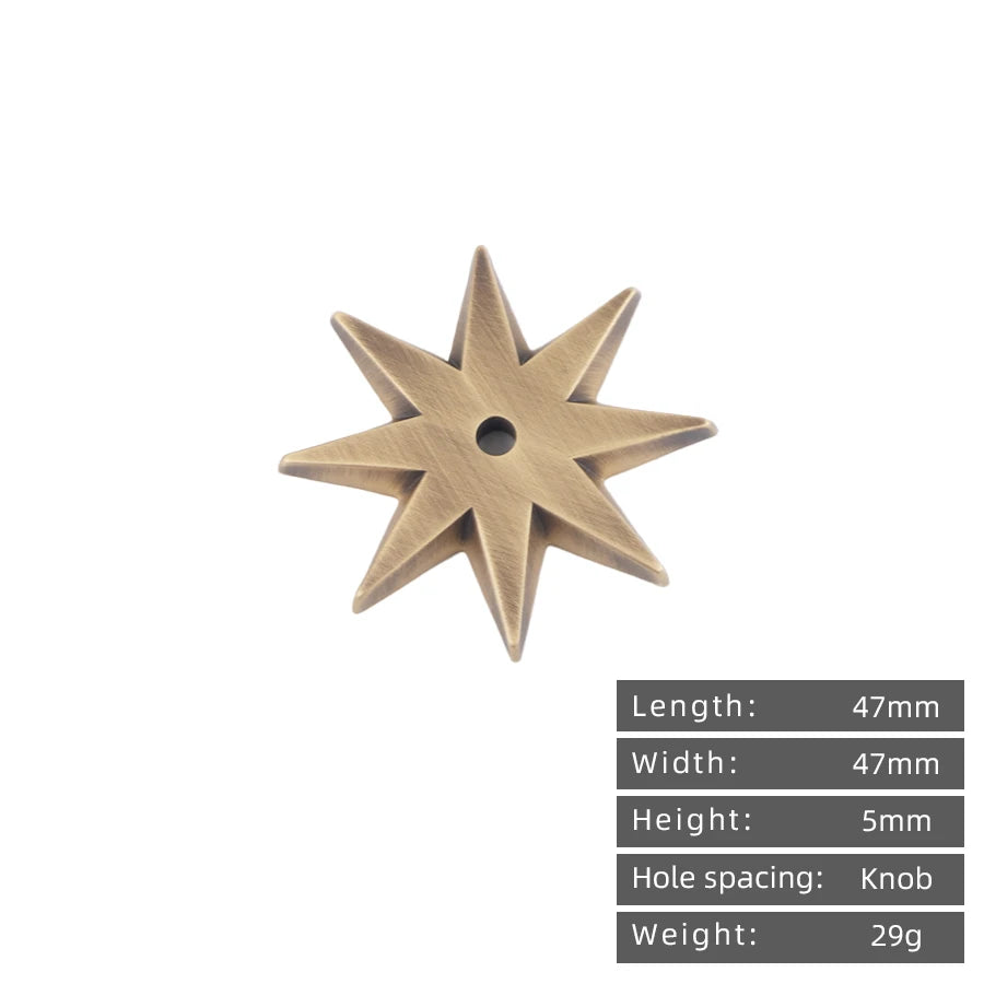 Solid Brass Star Pendant Cabinet Knob with Antique Finish