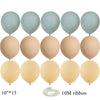 A set of 15 vintage blue latex balloons and a roll of 10M ribbon.