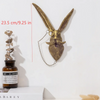 Gold-colored deer head storage hook wall decor with a chain, measuring 23.5 cm.