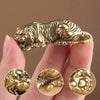 Vintage brass tiger figurine miniature animal statue for desk and shelf