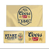 A rectangular gold banner featuring the Coors Banquet logo with text indicating 150 years since 1873.