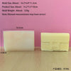 A rectangular block of pale yellow silicone candle mold shown next to its dimensions.