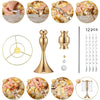 A set of eight crystal flower centerpiece stands and candle holders shown in various angles.