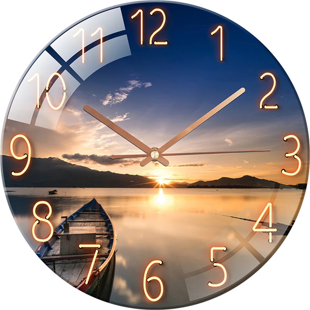 Modern Geometric Glass Wall Clock with Silent Quartz Movement