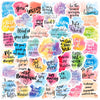 A collection of colorful inspirational quotes and phrases on a white background