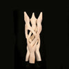 Vintage wooden tripod stand for display featuring intertwined pieces of light-colored wood.