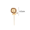 A round lion-faced animal cake topper on a stick, measuring 4.5cm.