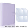 A purple shell photo album binder with twenty-five inner pages.