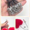 Silver lobster clasp lanyards and straps for jewelry making with red faux fur accents