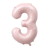 A pink foil number balloon shaped like the number three.