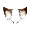 A pair of brown and white faux fox ears headband with thin black straps.