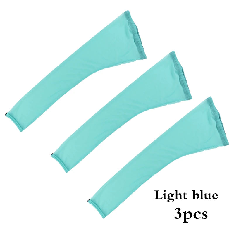 Three light blue stretchy hair net caps with drawstring sleeves for dreadlocks