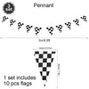 Un drapeau de bannière à motif à damier noir et blanc, avec un ensemble de 10 drapeaux.