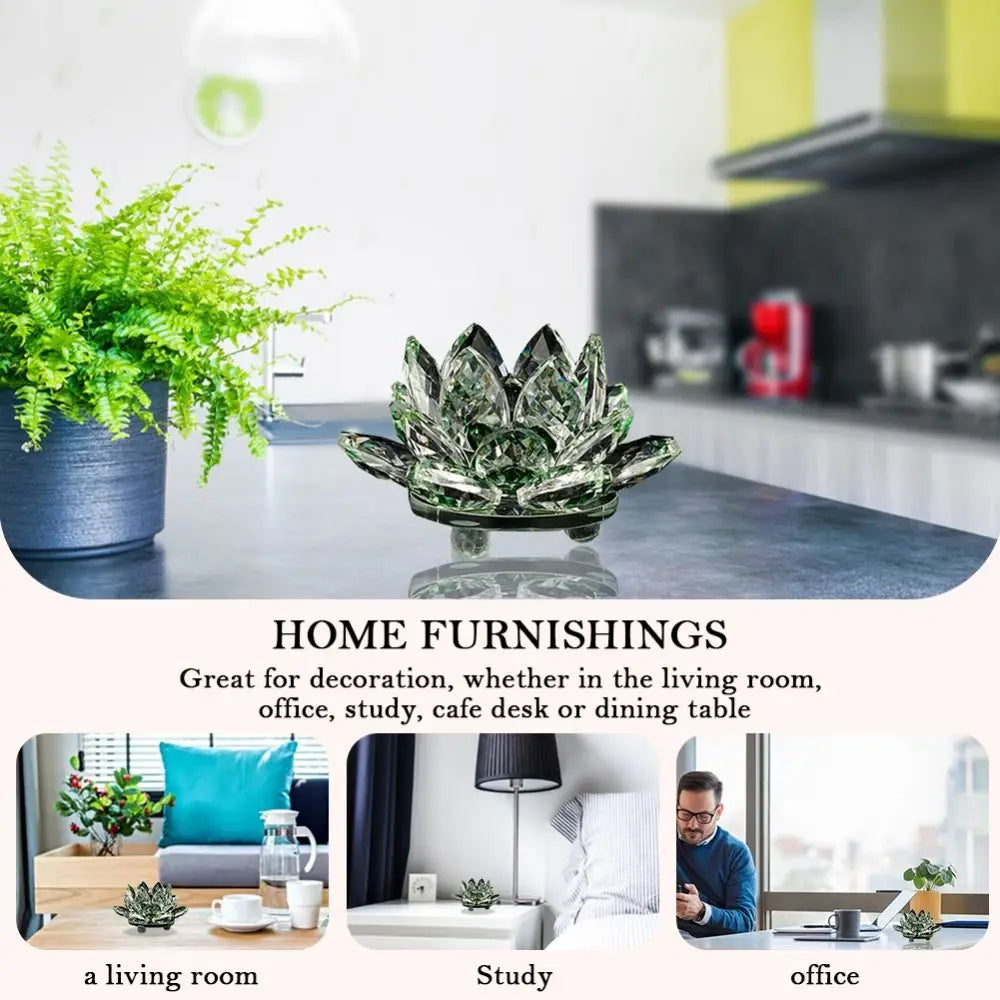 Crystal Lotus Flower Feng Shui Decorative Ornament