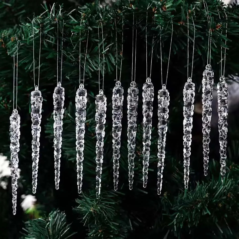 Acrylic Icicle Christmas Tree Ornaments (Set of 12)