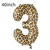 A large, inflatable number three shaped like a leopard print for birthday parties.