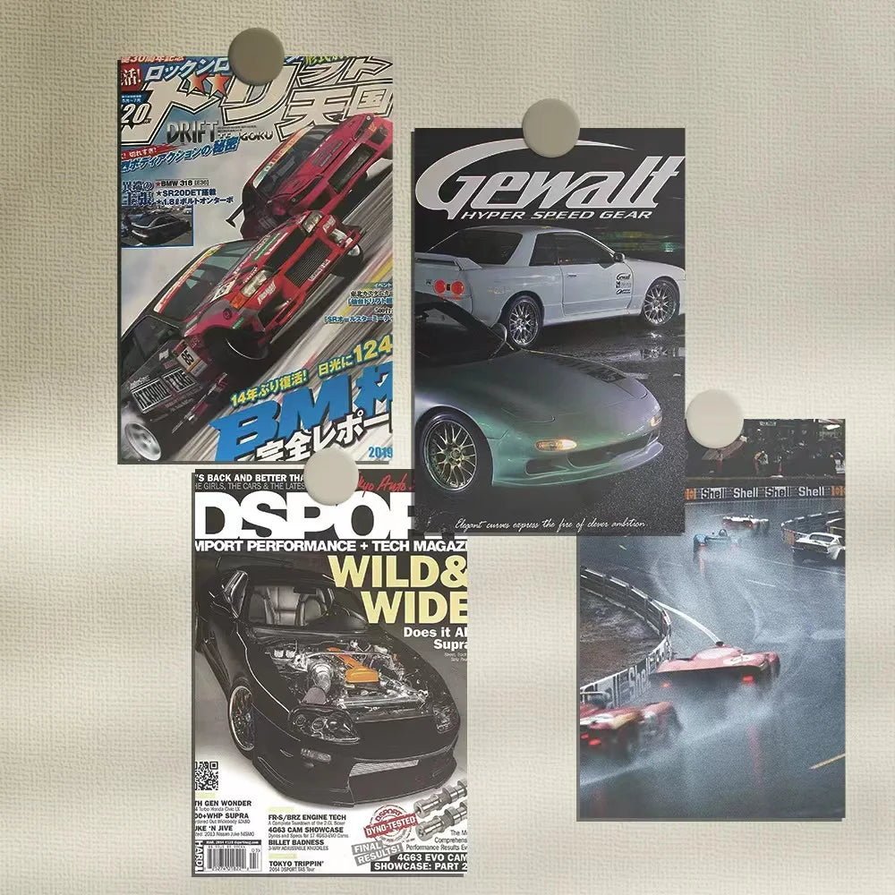 Wall decor kit featuring images of BMW and a Gewall hyper sports car.