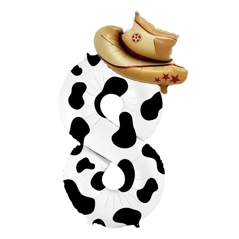 40-Inch Cowboy Cow Number Foil Balloon Set
