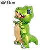 A green dinosaur decoration kit featuring a standing dinosaur figure and banner, suitable for a birthday party.