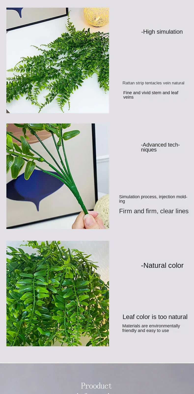 Close-up view of a green artificial ivy vine garland showing fine veins and natural leaf color.