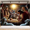 Starry Night Nativity Scene Backdrop for Christmas Celebrations