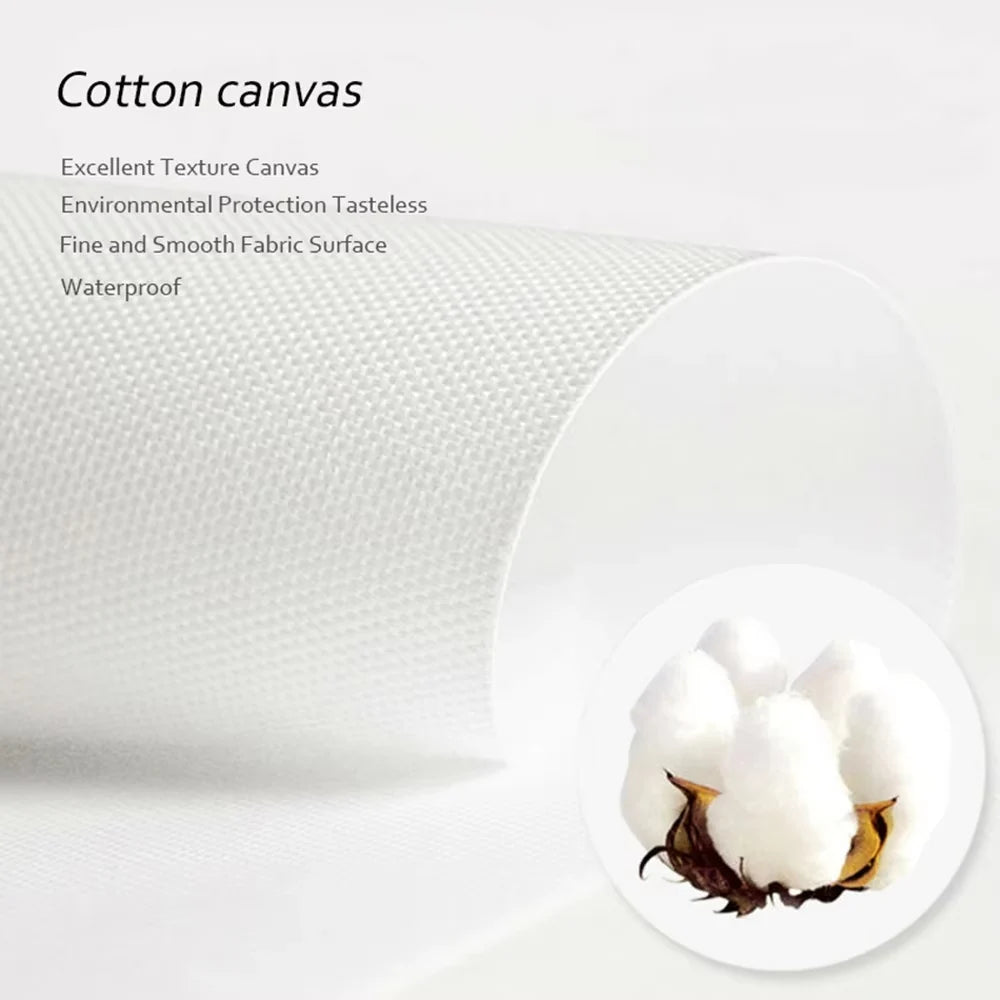 Close-up view of white cotton canvas fabric texture and a clump of white cotton fiber