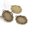 Vintage Style Cameo Pendant Bases with Ornate Gold or Silver Finish