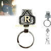 Silver western metal belt keychain featuring a decorative hat charm and a circular ring.