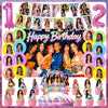 A K-pop inspired birthday party decoration set featuring balloons, a backdrop, and various themed props.