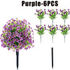 Purple artificial flowers in 6 packs with long stems for outdoor and indoor decoration