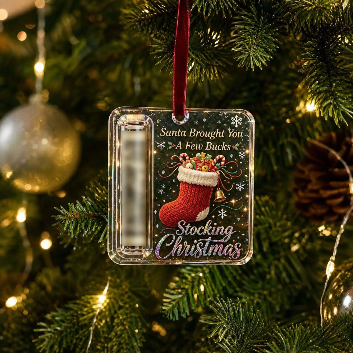 Crystal Clear Christmas Cash Gift Holder Ornaments