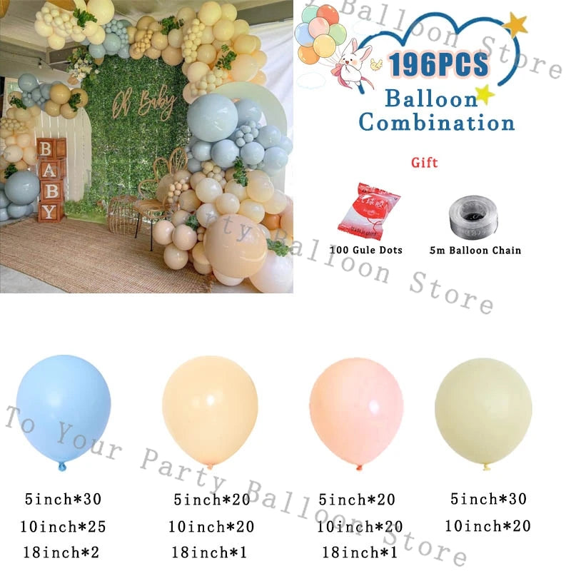 Pastel macaron balloon garland arch kit with various sized balloons for parties