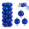 A set of 24 blue glitter Christmas baubles for holiday tree and decor.