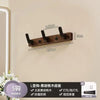 Walnut wood coat rack with 8 hooks and storage shelf mounted on a wall