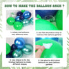 Instructions for making a balloon arch showing steps like inflating balloons and using ribbon to connect them