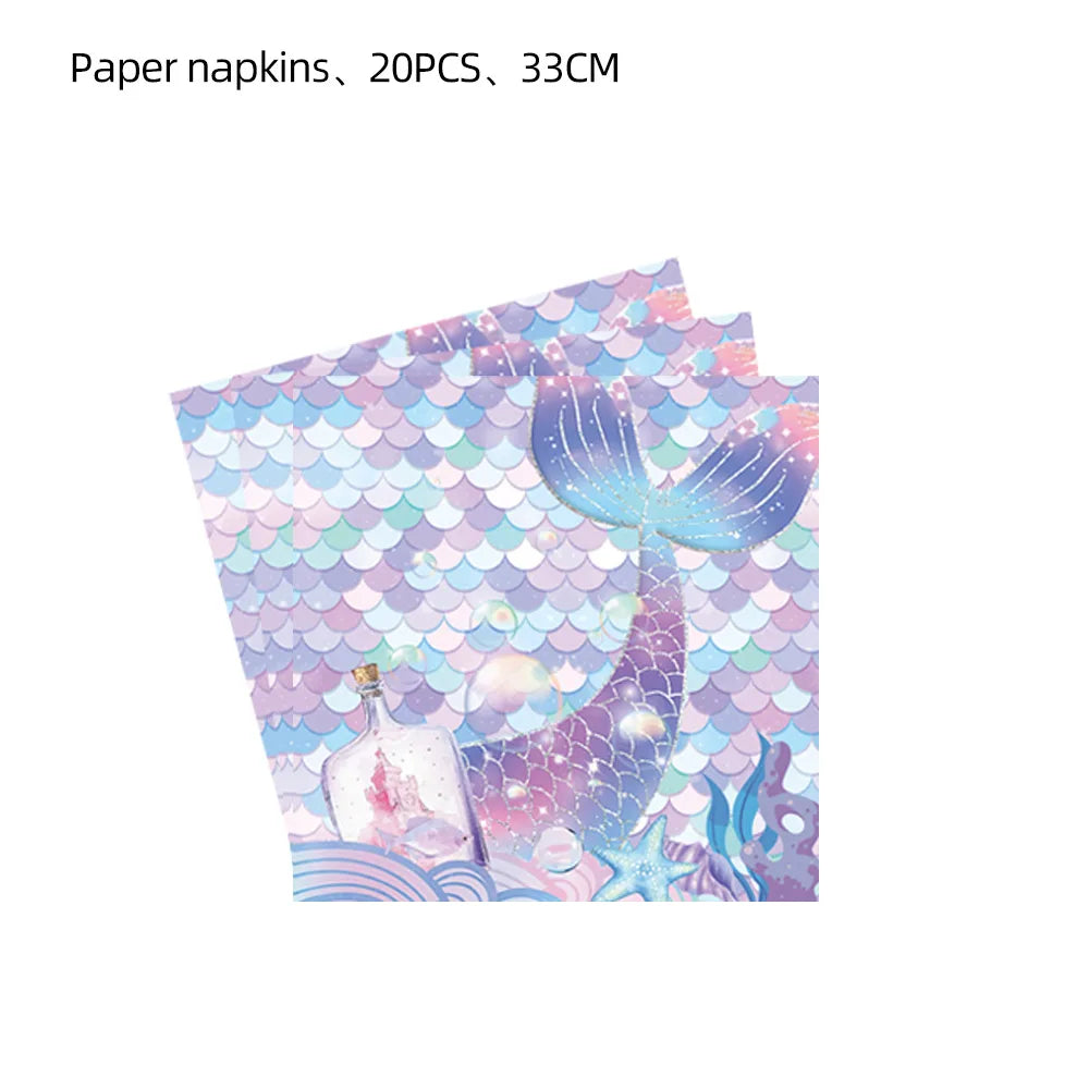 Purple Mermaid Birthday Party Supplies Kit for Girls