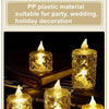 A set of clear glass crystal candles with realistic flickering LED lights displayed on a wooden surface.