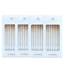 Three boxes of gradient blue metallic birthday candles, each containing six candles.
