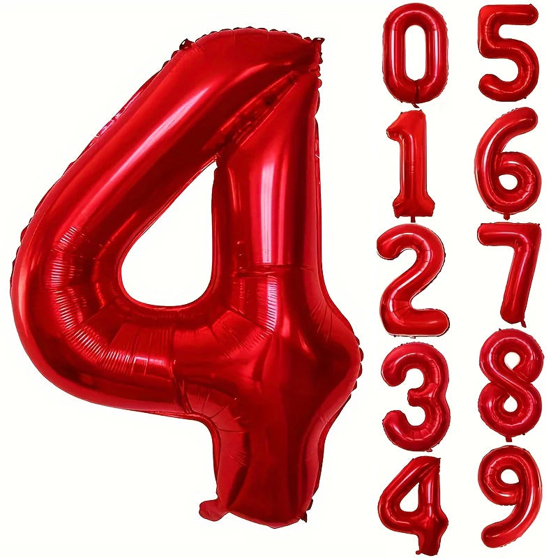 Large Red Number Foil Balloon for Birthday and Anniversary Decor