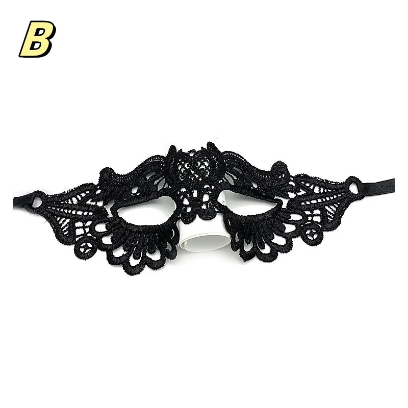 Black lace floral eye mask for masquerade and cosplay