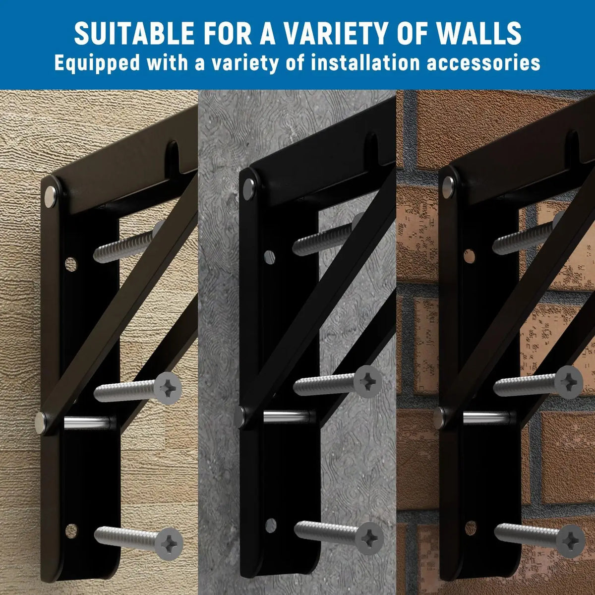 Heavy-Duty Adjustable Folding Shelf Brackets (2-Pack)