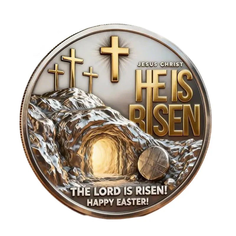 Easter "The Lord Is Risen" Inspirational Coin — Faith & Prayer Keepsake