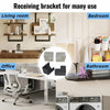 A multi-purpose bracket for various uses shown in living room, bedroom, office, and bathroom settings.