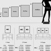 Diagram showing various sizes of artwork canvases and instructions for selecting size and skills.