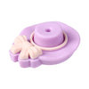 A purple silicone flower-shaped bead with a pink ring for jewelry making and crafts.
