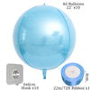 A light blue round 4D balloon is shown with a silver hook and a 22m ribbon.