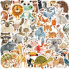 An assortment of colorful animal stickers featuring lions, pandas, elephants, monkeys, and various wildlife designs.