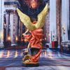 Bronzed Saint Michael Archangel resin figurine with golden wings standing on a pedestal.