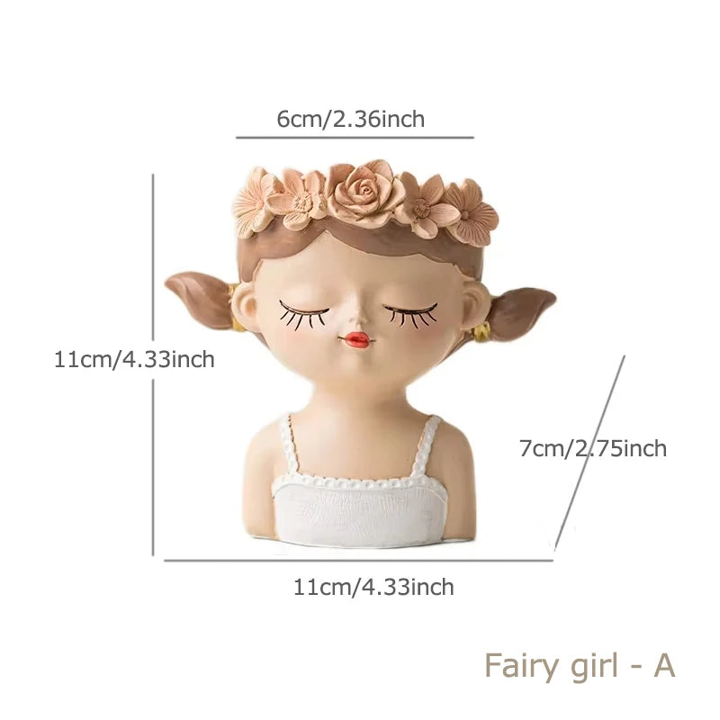 Resin Cartoon Girl Flower Planter